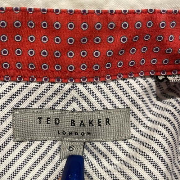 2XL Ted Baker London Woman’s Button Down Dress Shirt - White with red accents - Picture 8 of 15